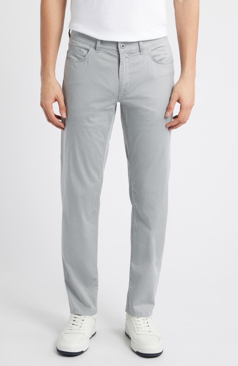 Brax Cooper Microprint Ultralight Regular Fit Straight Leg Pants, Main, color, Platino