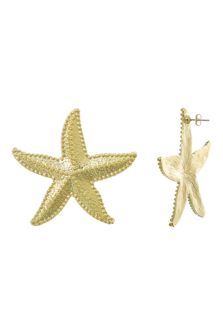 Starfish Drop Earrings, Alternate, color, GOLD