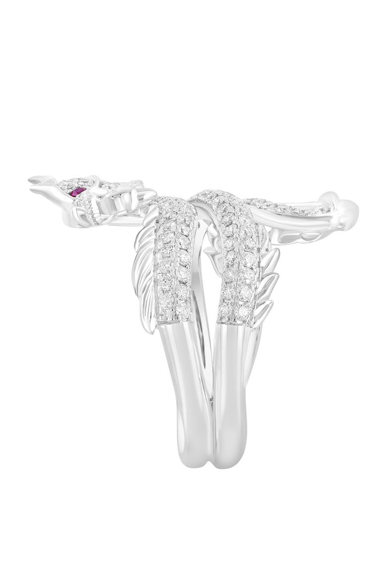 14K White Gold Diamond, Natural Ruby Ring, Alternate, color, Hematite and FW Blush Pearl