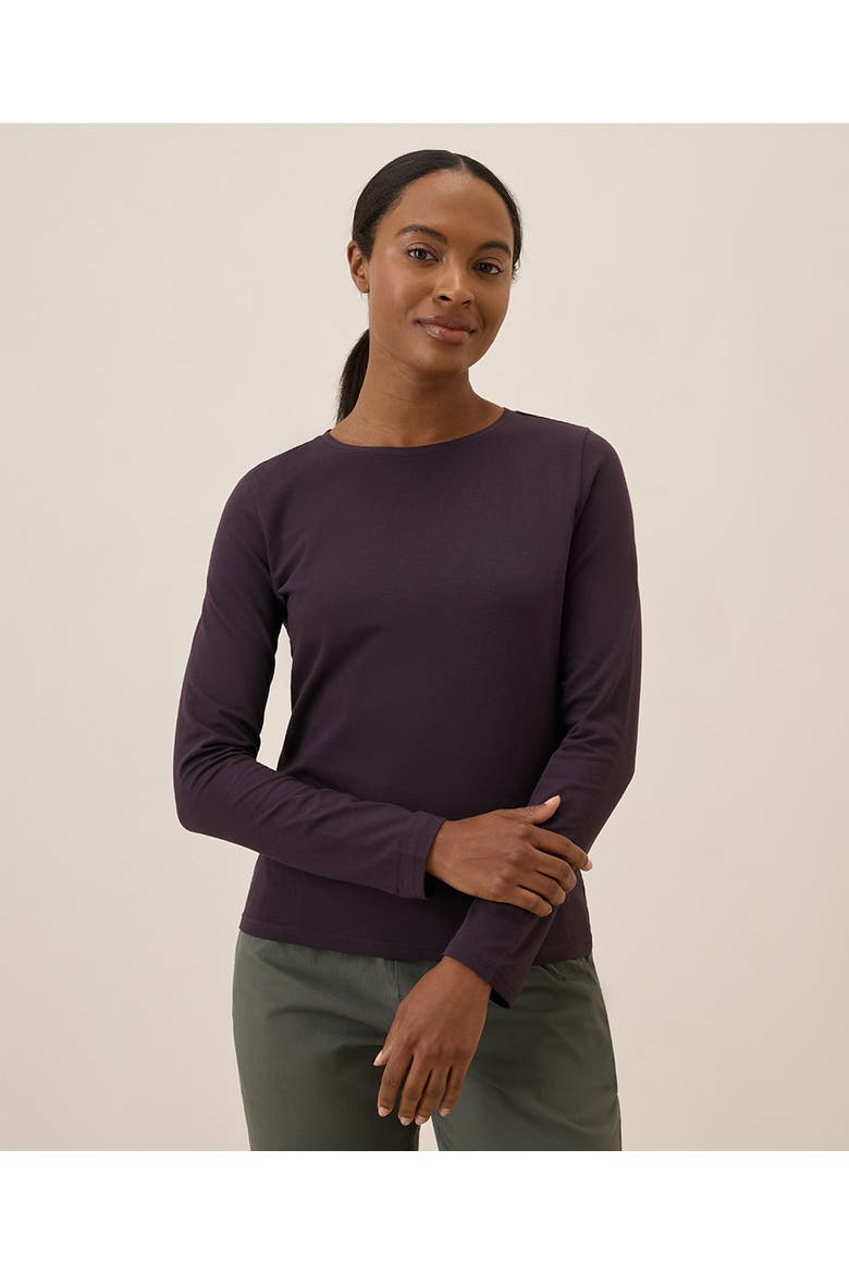 Luxe Stretch Jersey Slim Long Sleeve Tee, Main, color, Plum