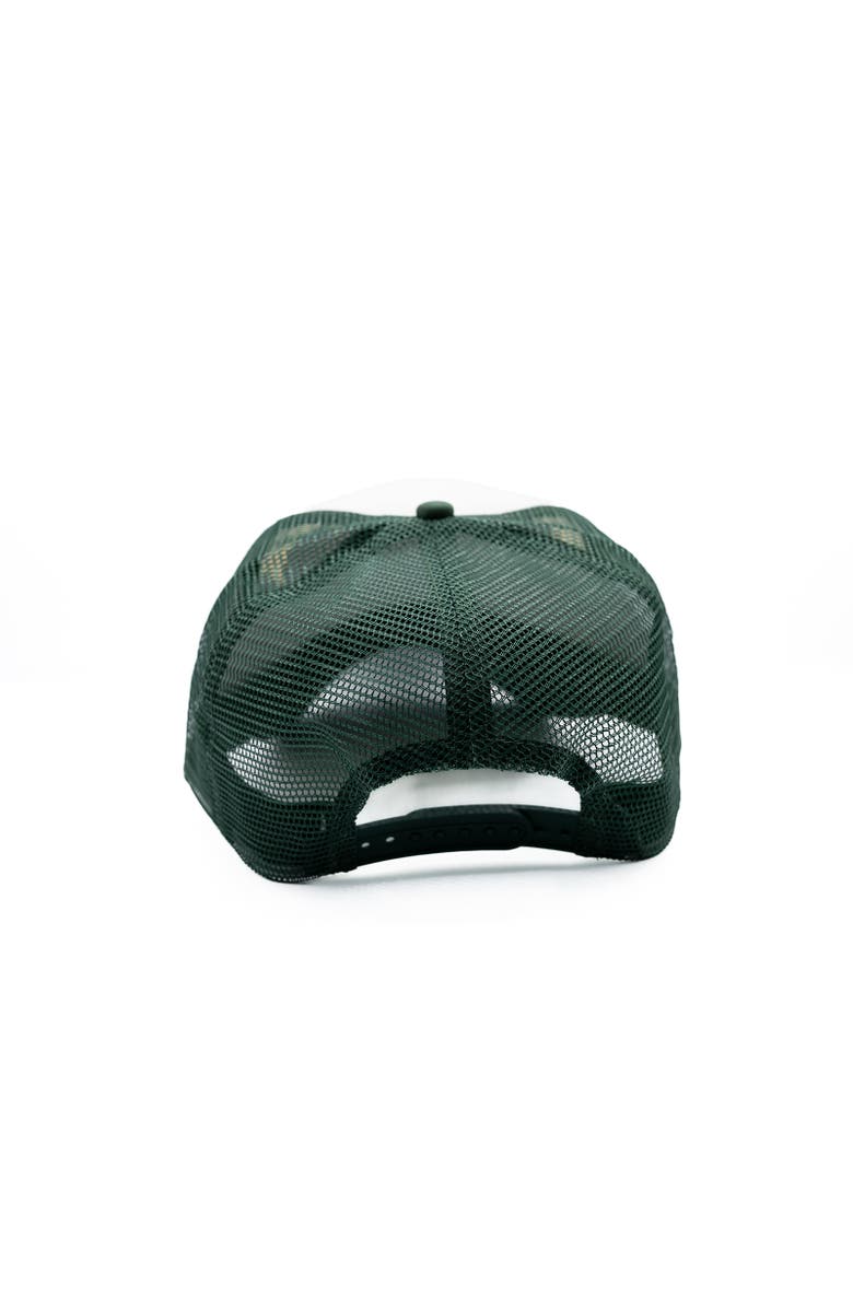 Rey To Z Montana Postcard Trucker Hat - Kids, Alternate, color, Dark Green & White