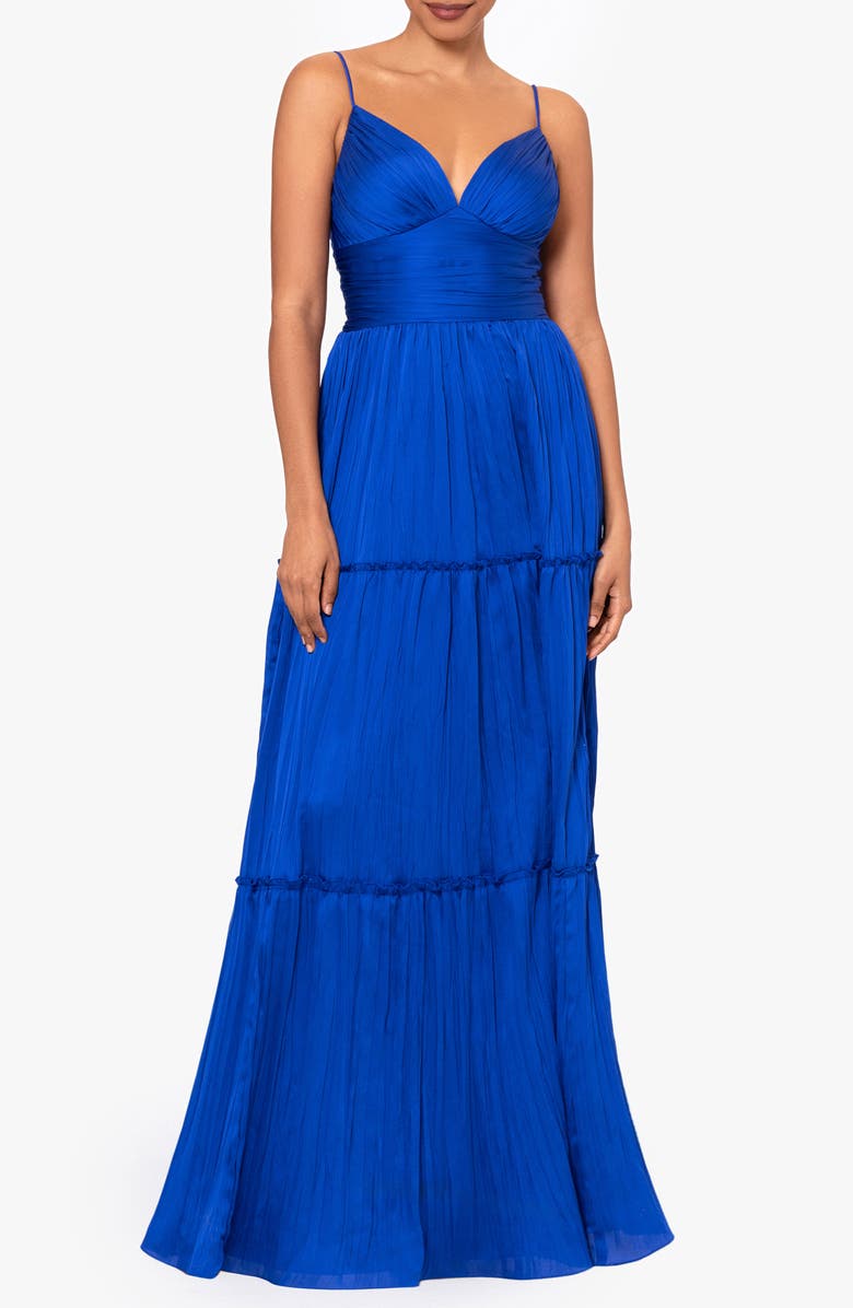 Betsy & Adam Pleated A-Line Gown, Main, color, 