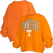 PRESSBOX Women's Pressbox Tennessee Orange Tennessee Volunteers Janise Arch Over Logo Waist Length Oversized Pullover Sweatshirt