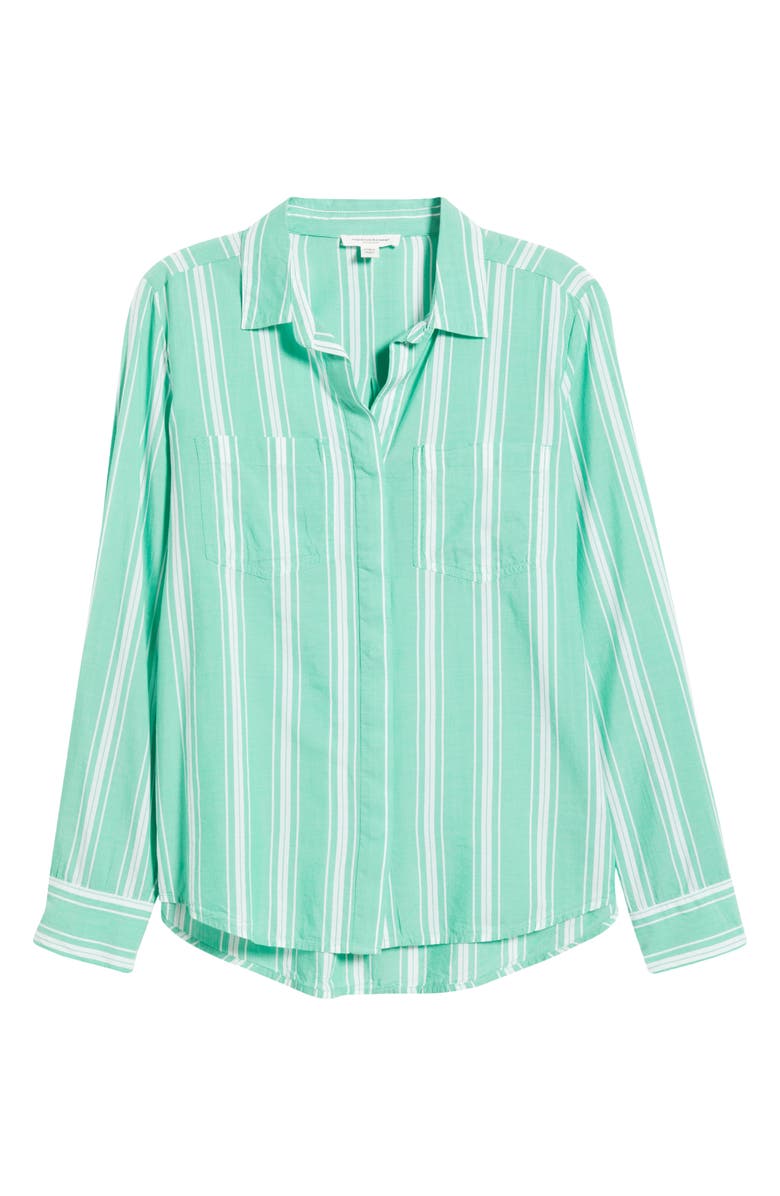 beachlunchlounge Stripe Cotton & Modal Button-Up Shirt, Alternate, color, Lawn Green