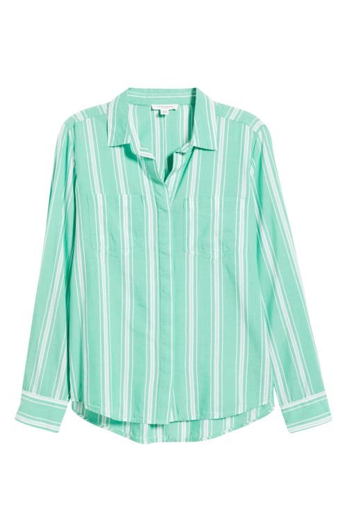 Beachlunchlounge Stripe Cotton & Modal Button-up Shirt In Green