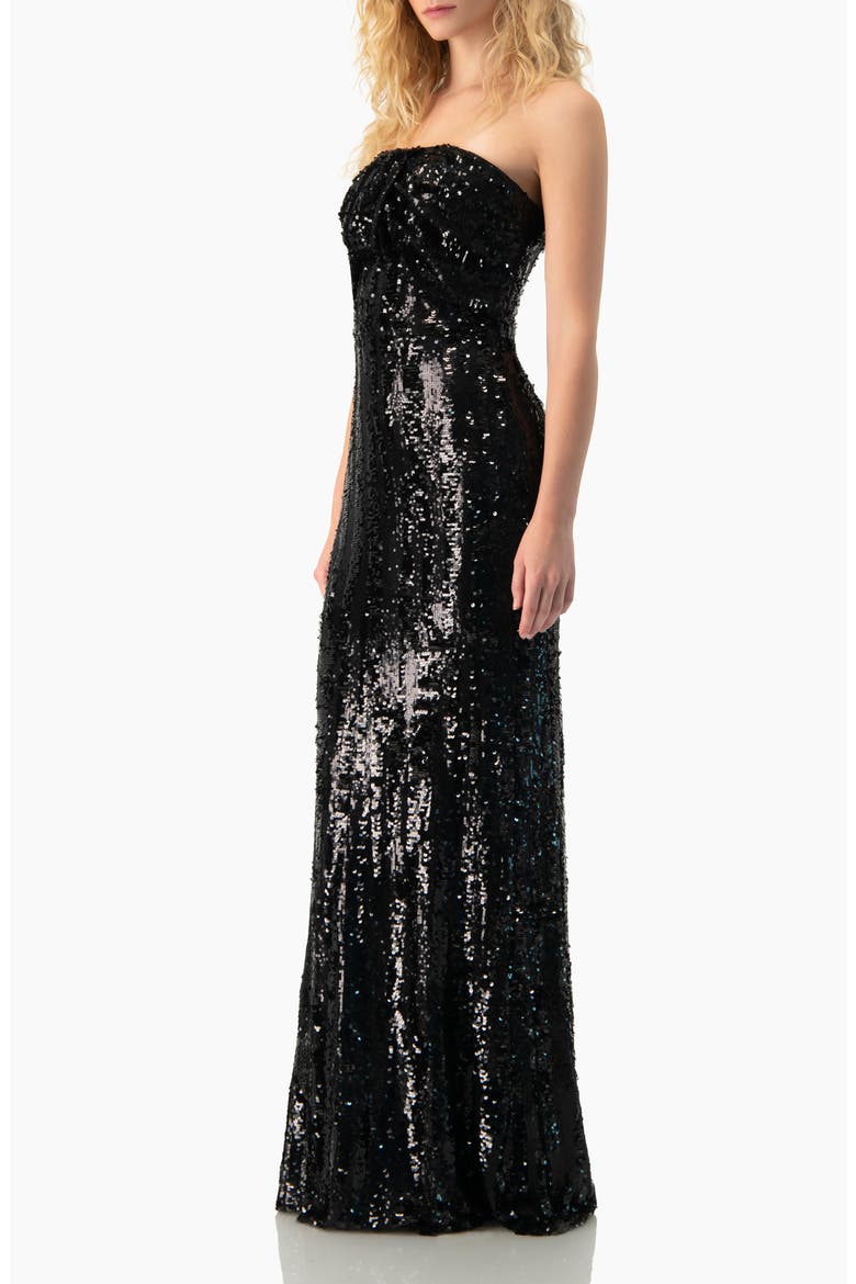 Strapless Sequin Column Gown, Alternate, color, Black