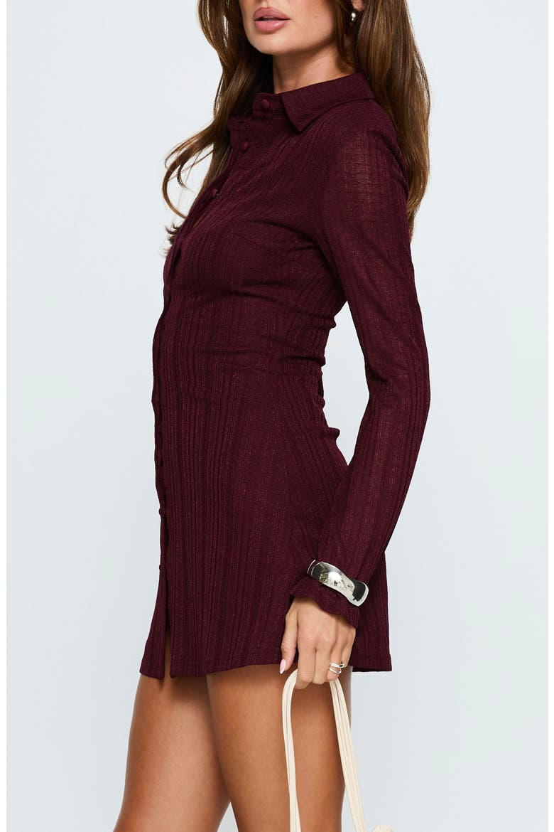 When You Sleep Long Sleeve Minidress, Alternate, color, WINE