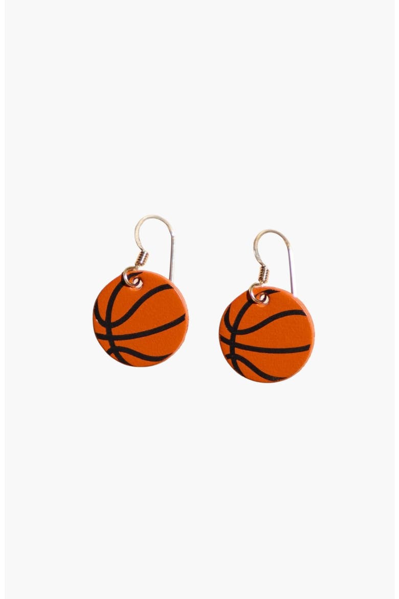 Mini Slam Dunk Basketball Earrings, Main, color, Orange