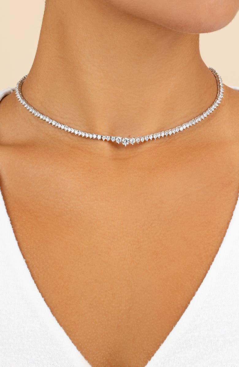 Sterling Forever Tatum Slide Tennis Necklace, Alternate, color, Silver