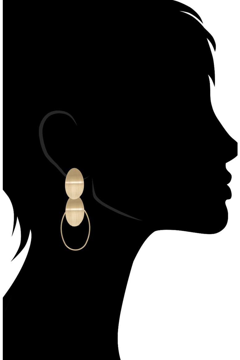 Concave Oval Disc Drop Earrings, Alternate, color, 18K GOLD CLAD