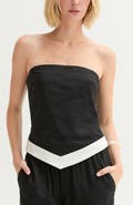 CRESCENT Asymmetric Hem Linen Blend Tube Top
