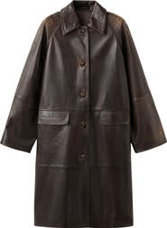 MANGO Selection Longline Leather Coat