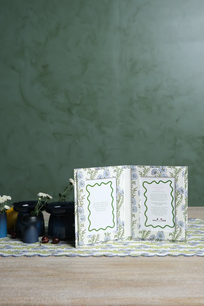 Blockprint Picture Frame Folding Book - 4x6, Alternate, color, Blue