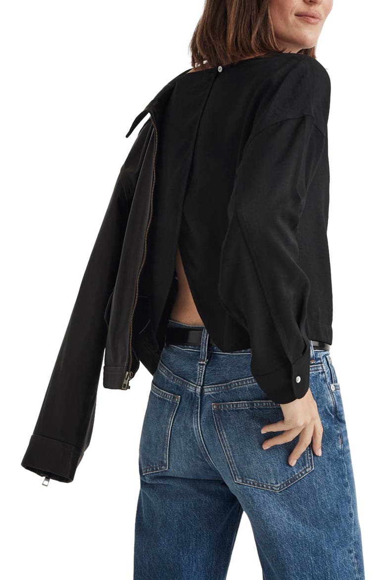 Relaxed Tulip Back Crop Top, Alternate, color, TRUE BLACK
