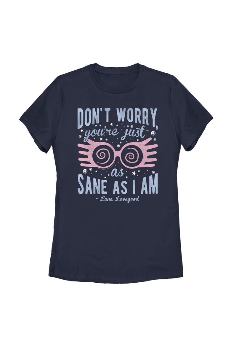 Women's Just As Sane As Luna Lovegood Short Sleeve Graphic T-Shirt, Main, color, Navy Blue