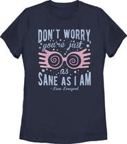HARRY POTTER Women's Just As Sane As Luna Lovegood Short Sleeve Graphic T-Shirt