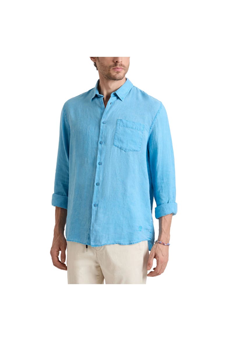 Linen Mineral Dye Shirt, Alternate, color, Larimar