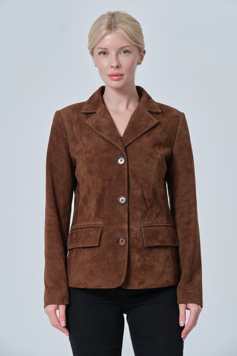 Esther Suede Jacket, Main, color, Chestnut
