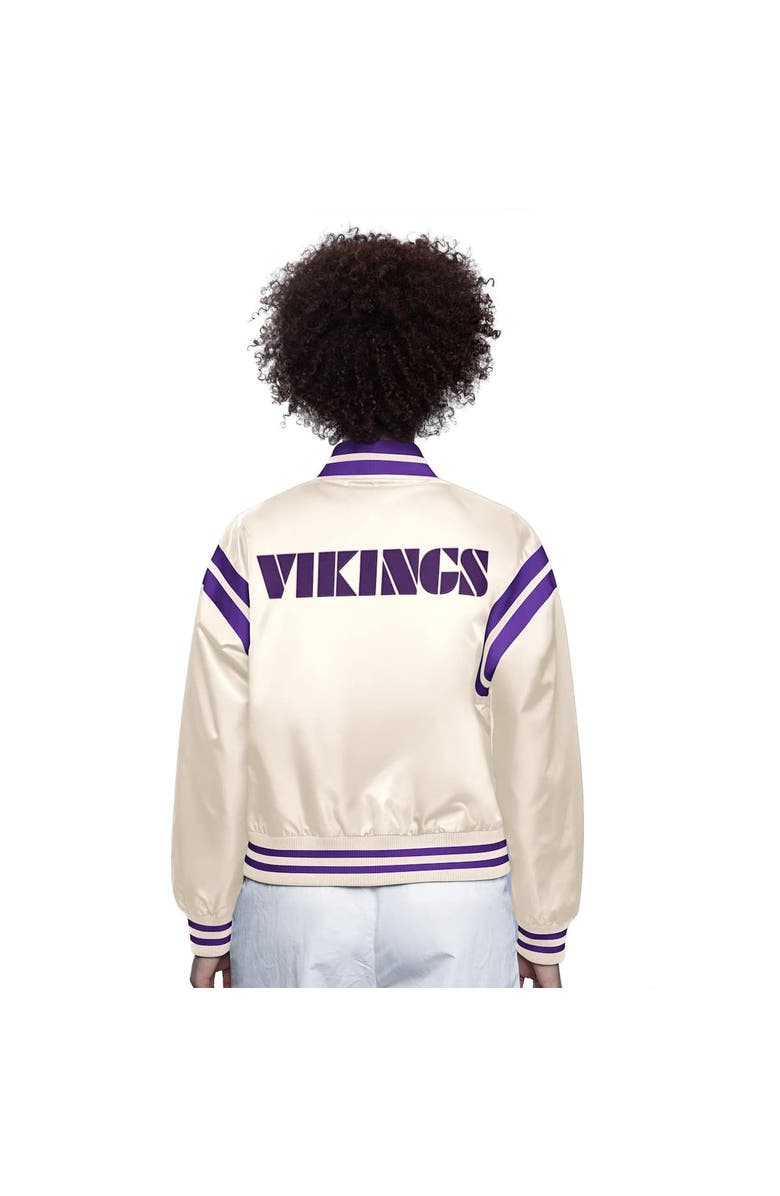 STARTER Women's Starter  Cream Minnesota Vikings Full Count Full-Snap Satin Jacket, Alternate, color, 