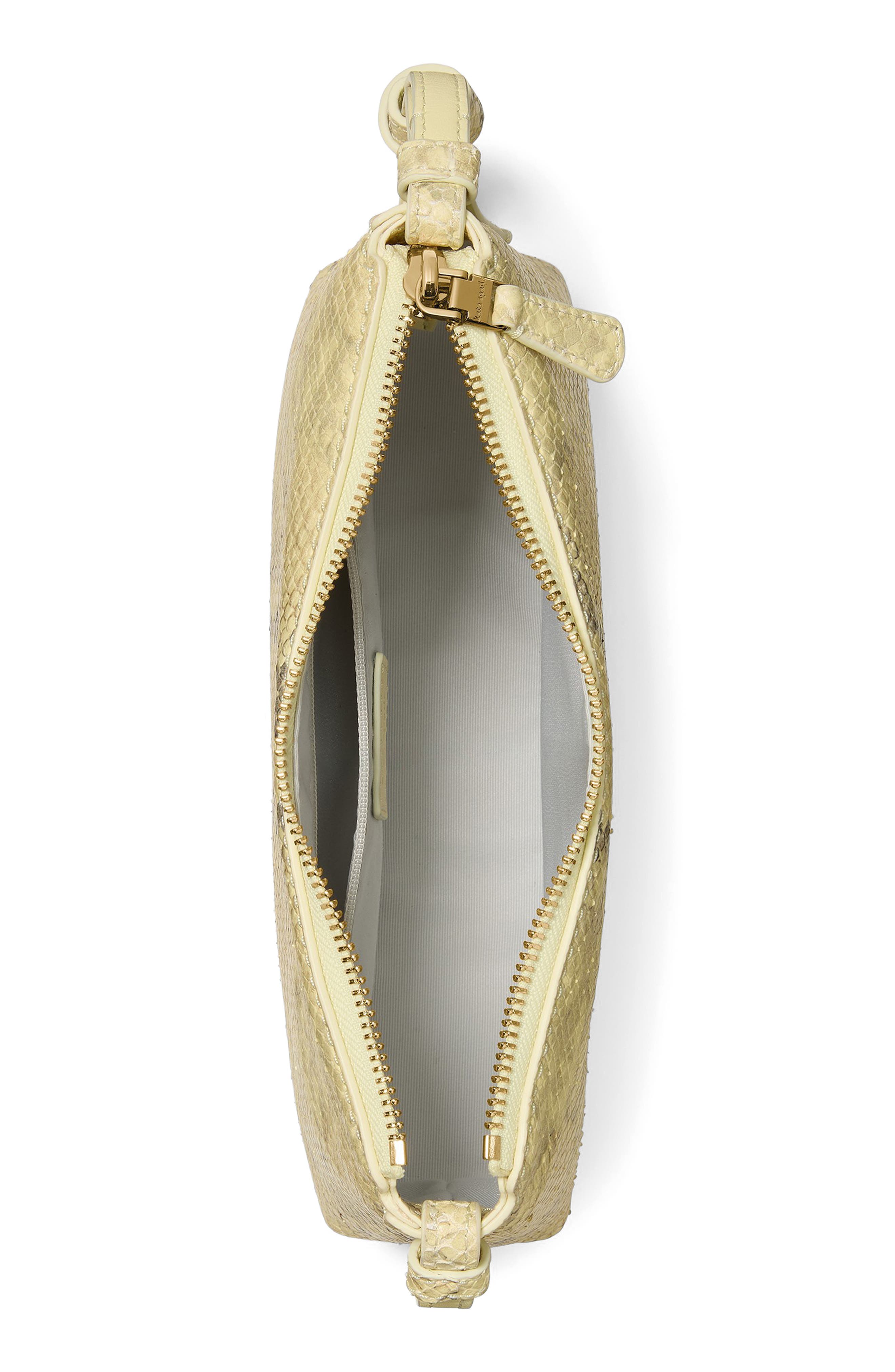 Kate Spade New York loop snakeskin embossed leather crossbody bag, Alternate, color, Pale Citron