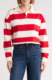 Stripe Long Sleeve Cotton Polo