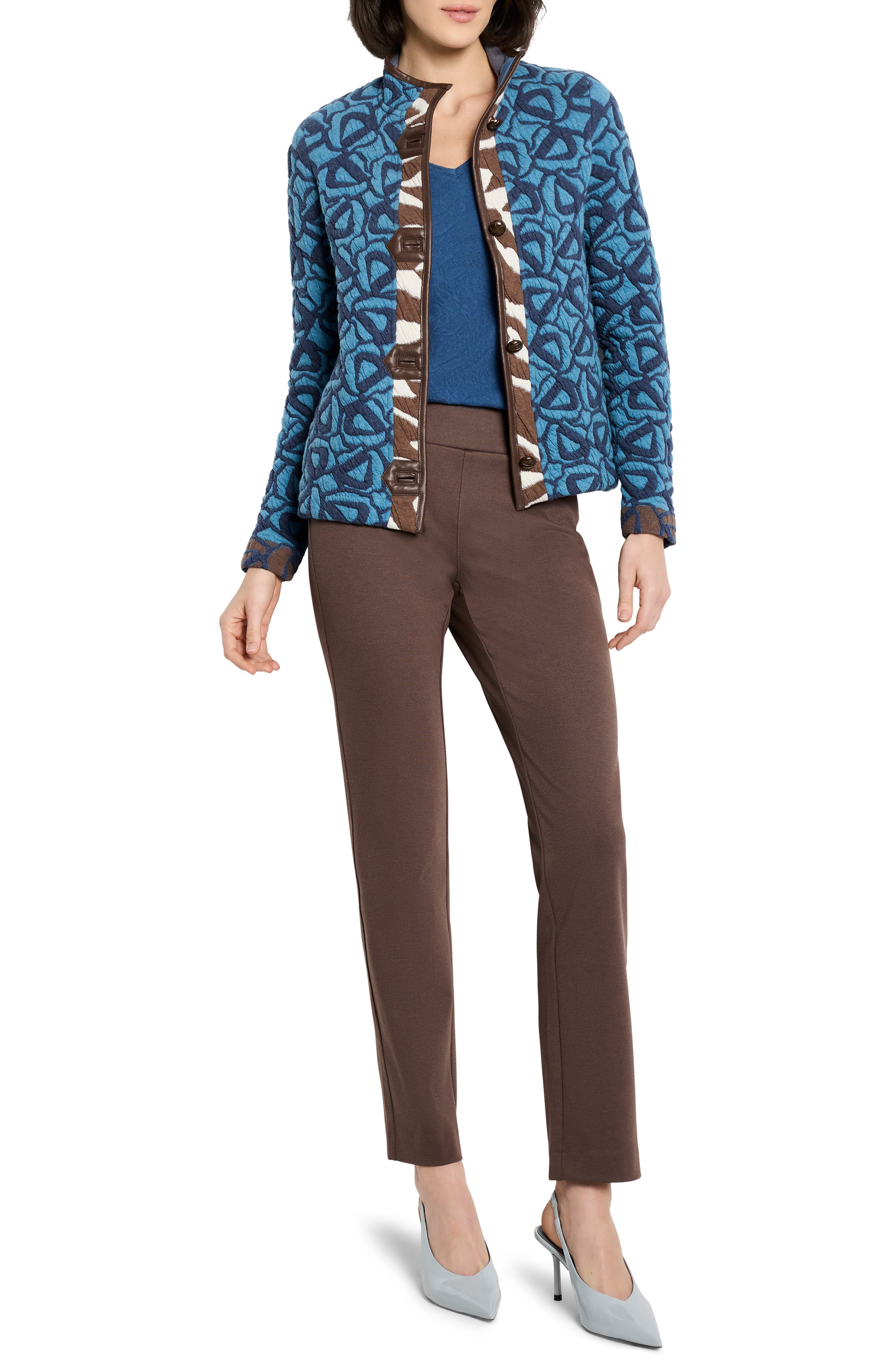 Quilted Faux Leather Trim Jacket - image 2