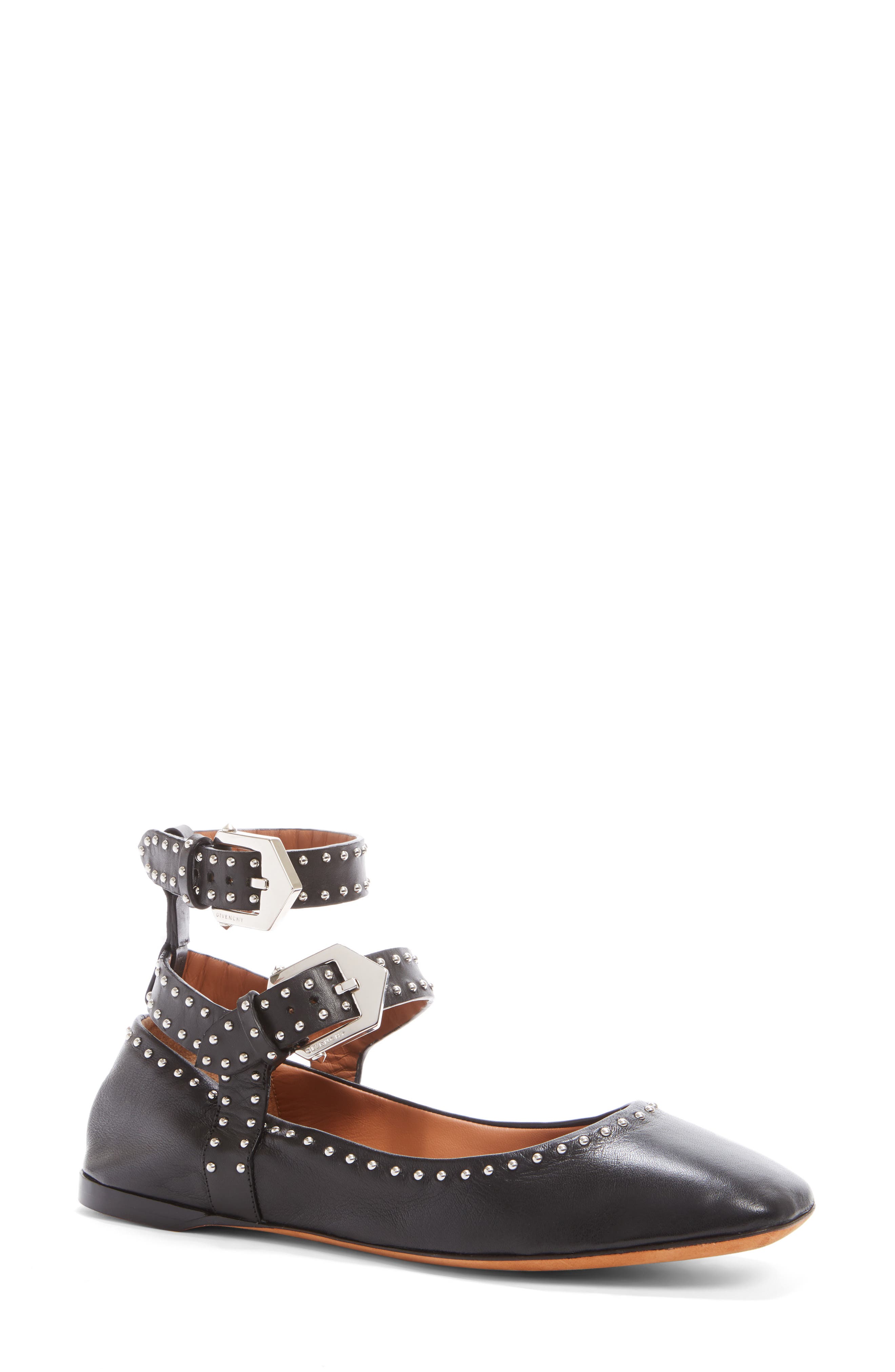 Givenchy Studded Ankle Strap Flat, Main, color, 