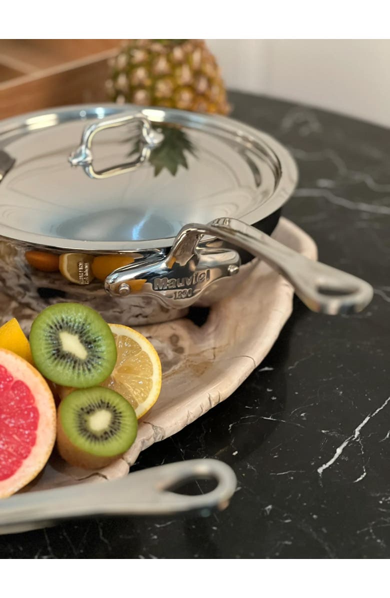 Mauviel M'Cook 2.1 qt. Stainless Steel Curved Splayed Saute Pan with Lid, Alternate, color, Silver