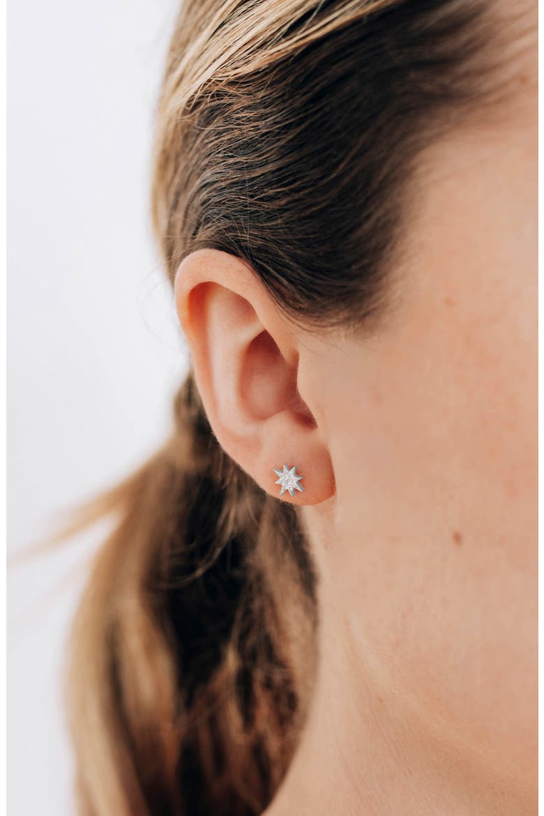 Aztec North Star Stud Earrings, Alternate, color, WHITE GOLD/ DIAMOND