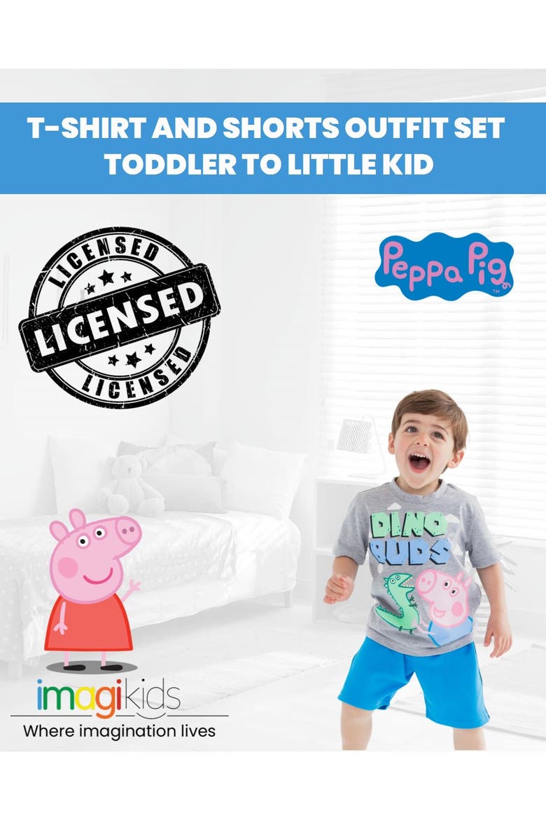 George Pig 2-Piece T-Shirt and Shorts Set, Alternate, color, George Pig Blue Grey