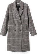 MANGO TEEN Check Longline Tweed Coat