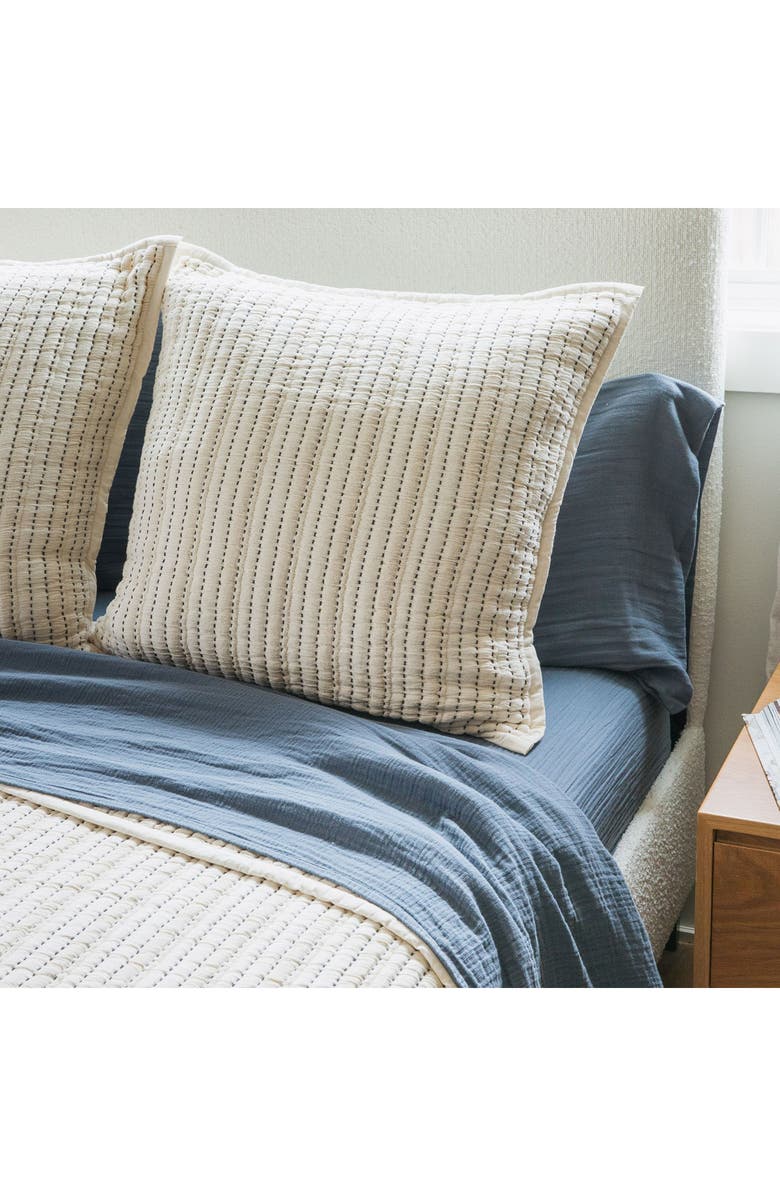 Crane Air Coastal Stitch Set of 2 Euro Pillow Shams, Alternate, color, Beige