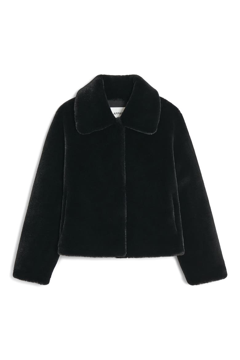 Elis Pluche™ Faux Fur Coat, Alternate, color, NOIR