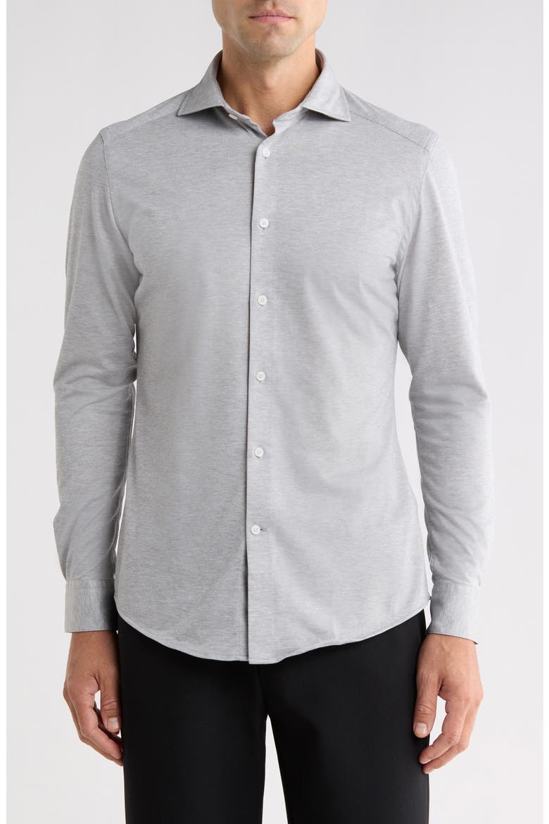 Nate Solid Button-Up Shirt, Main, color, GREY