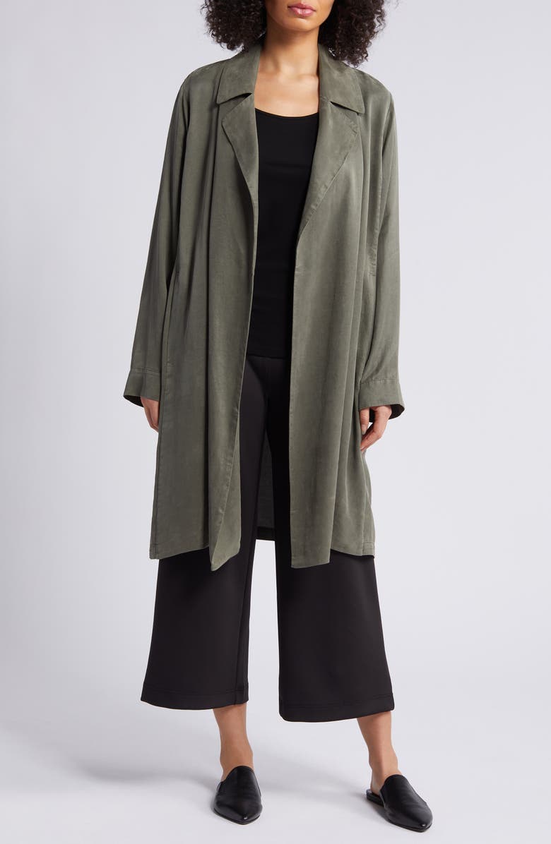 Eileen Fisher Notched Lapel Longline Coat, Main, color,