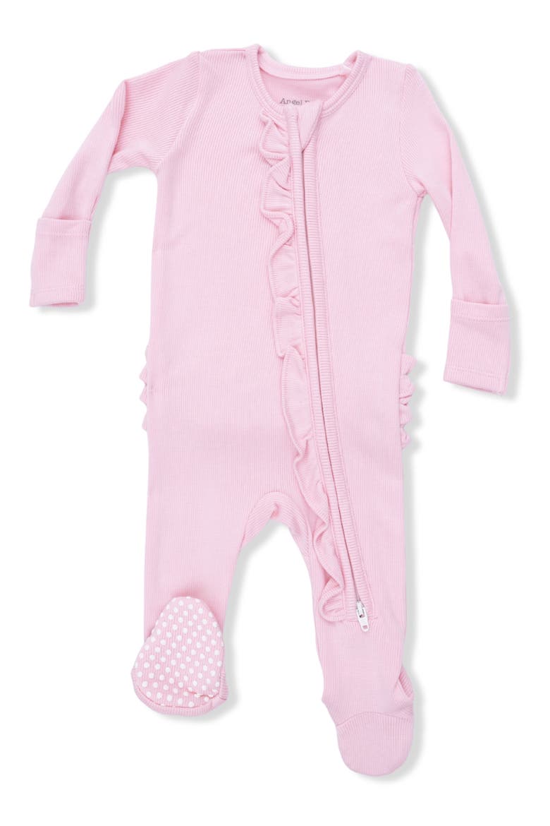 Ruffle Rib Footie, Main, color, PINK