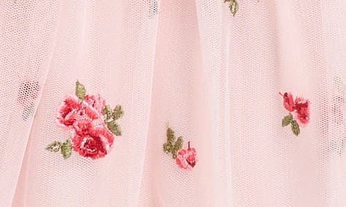 Zunie Kids' Floral Embroidered Mesh Tiered Party Dress In Pink