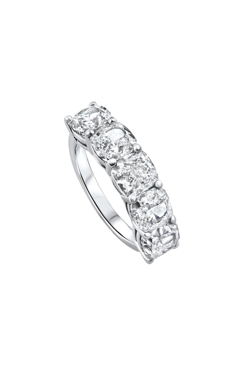 5 1/4Ct Cushion Cut 5-Stone Diamond Wedding Anniversary Ring 14k Gold Lab Grown, Main, color, 14k White Gold