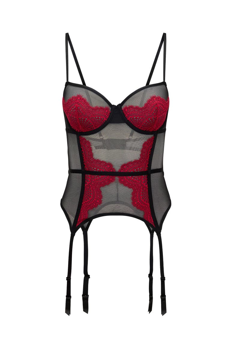 Charliee Unlined Balconette Bustier, Alternate, color, Dark red