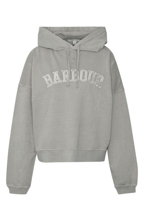 Barbour Katie Logo Embroidered Cotton Graphic Hoodie In Gray