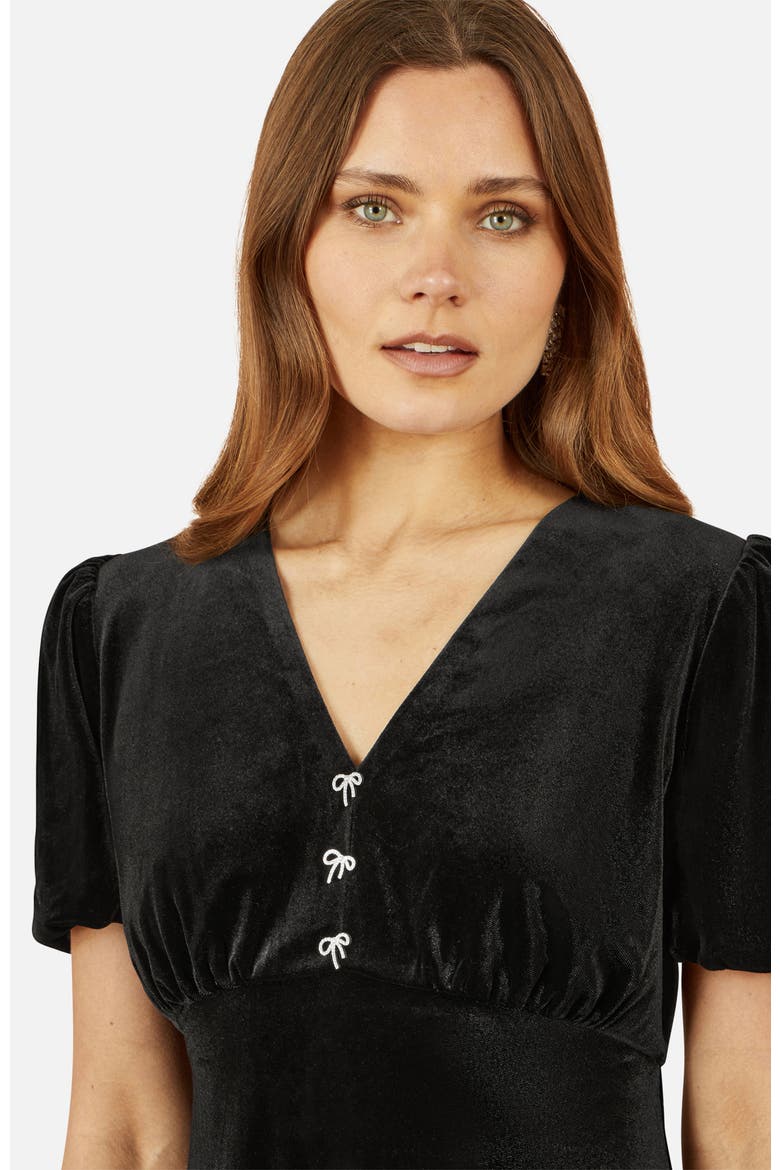 Velvet Diamante Detail Skater Dress, Alternate, color, Black