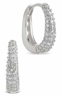 Sterling Forever Pavé Cubic Zirconia Huggie Hoop Earrings