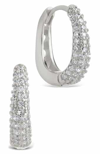 Pavé Cubic Zirconia Huggie Hoop Earrings