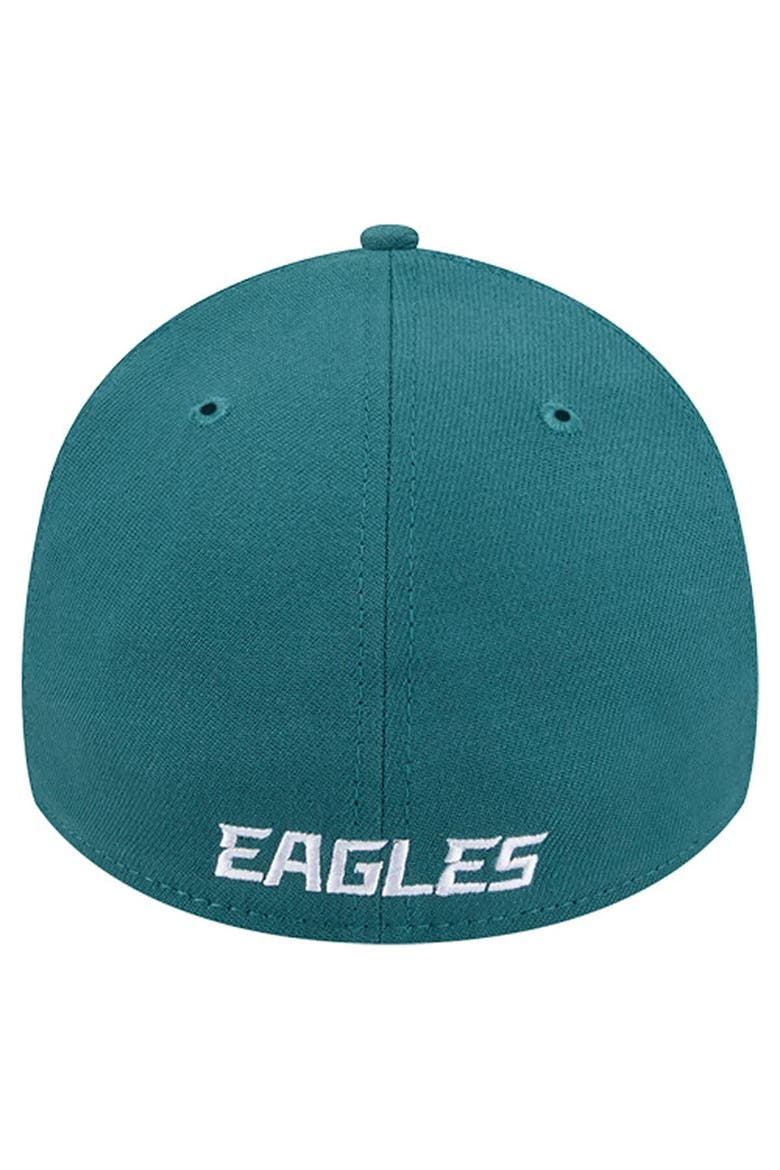 Men's New Era Midnight Green Philadelphia Eagles Overlap Logo 39THIRTY Stretch Fit Hat, Alternate, color, Green