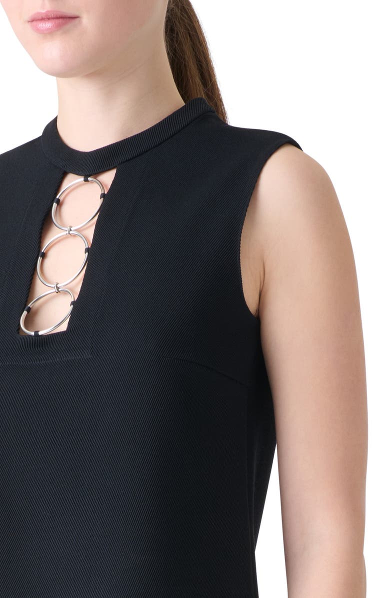 Akris punto Ring Yoke Virgin Wool Top, Alternate, color, Black