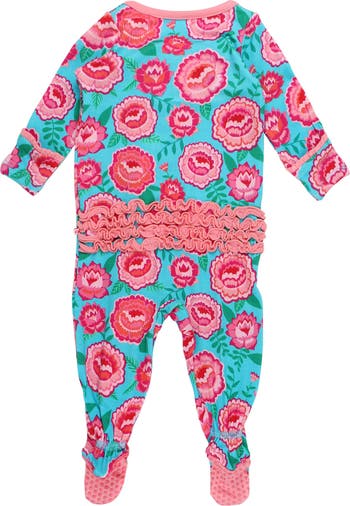 RuffleButts Baby Girls SoftSnooze Ruffle One Piece Footie Pajama