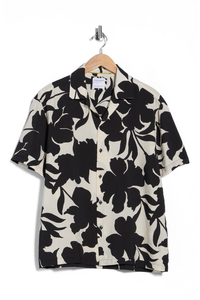 Floral Crinkled Camp Shirt, Alternate, color, CREAM