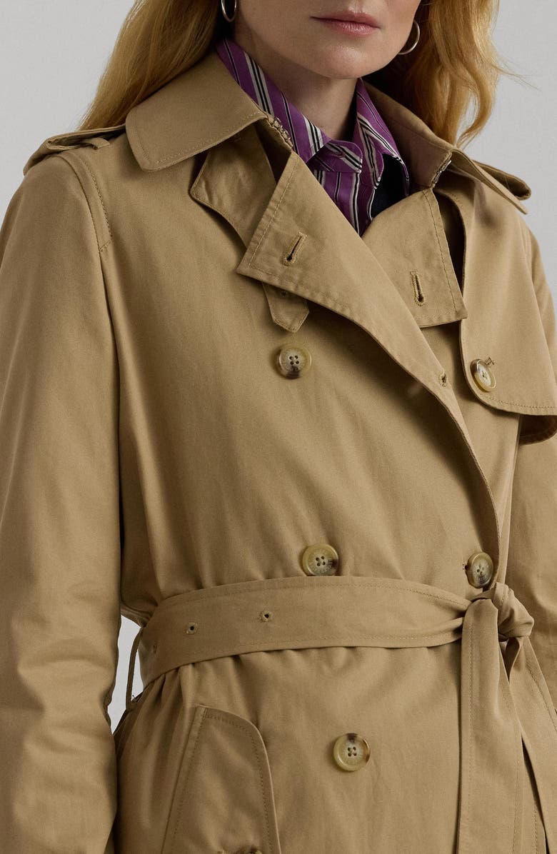 Lauren Ralph Lauren Water Repellent Belted Twill Trench Trench Coat, Alternate, color,