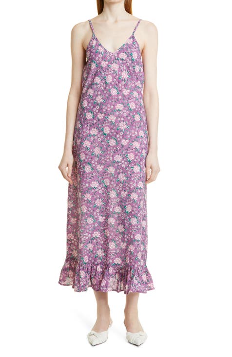 Roma Floral Print Cotton Slipdress