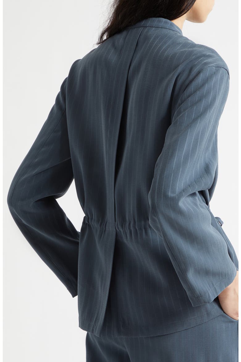 Pinstripe Drawstring Waist Jacket, Alternate, color, BLUE